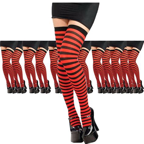 black and red thigh highs